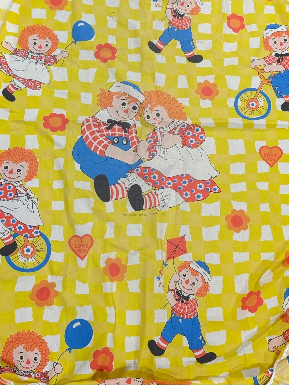 Vintage 70’s Yellow Raggedy Ann & Andy Sheets, Blanket, & Pillow Cases